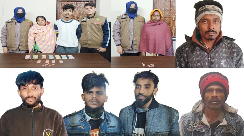 রাজশাহীতে আরএমপির মাদকবিরোধী অভিযানে নারীসহ ৮জন গ্রেপ্তার; ট্যাপেন্টাডল ও ইয়াবা ট্যাবলেট, হেরোইন এবং দেশীয় তৈরি মদ উদ্ধার