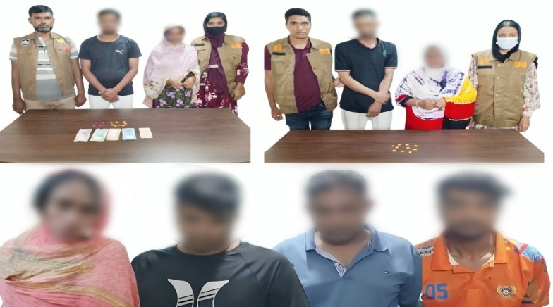রাজশাহী মহানগরীতে আরএমপি’র মাদকবিরোধী অভিযানে নারীসহ ৮ মাদক ব্যবসায়ী গ্রেপ্তার; ইয়াবা, ট্যাপেন্টাডল ট্যাবলেট, হেরোইন, এসকাফ সিরাপ ও নগদ অর্থ জব্দ